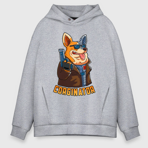 Мужское худи Oversize хлопок Corginator, цвет меланж