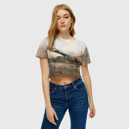 Женская футболка Crop-top 3D Танки, цвет 3D печать - фото 3