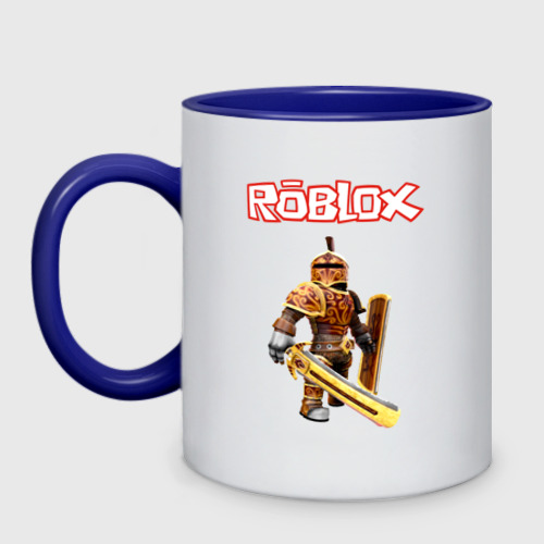 Кружка двухцветная Roblox, цвет белый + синий