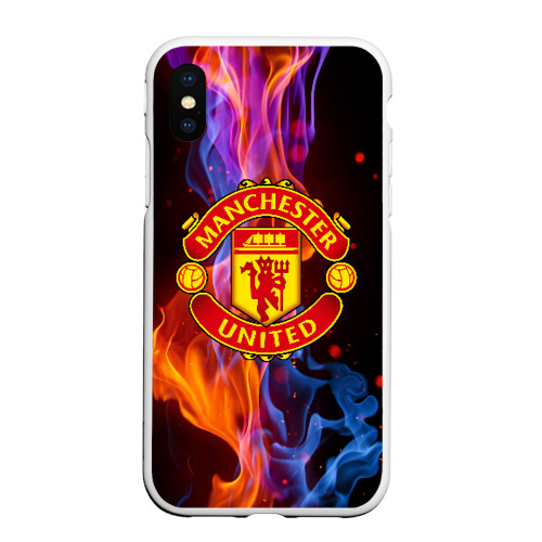 Чехол для iPhone XS Max матовый Манчестер Юнайтед FCMU Manchester united, цвет белый