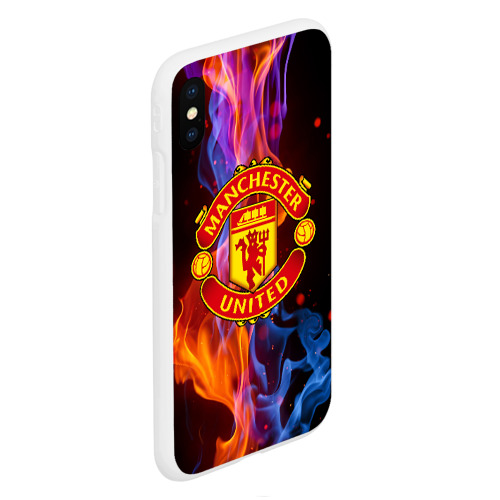 Чехол для iPhone XS Max матовый Манчестер Юнайтед FCMU Manchester united, цвет белый - фото 3