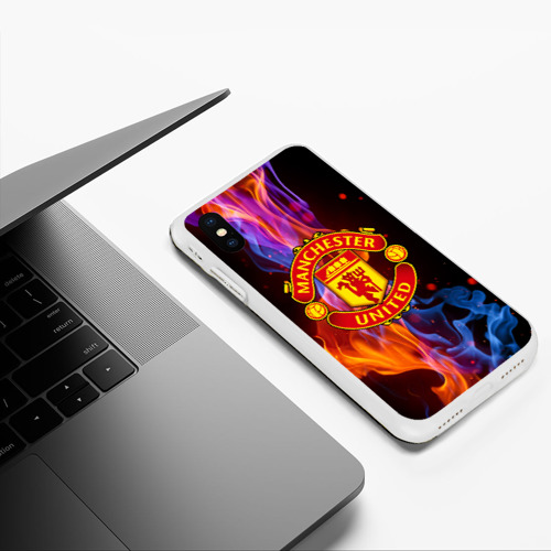 Чехол для iPhone XS Max матовый Манчестер Юнайтед FCMU Manchester united, цвет белый - фото 5