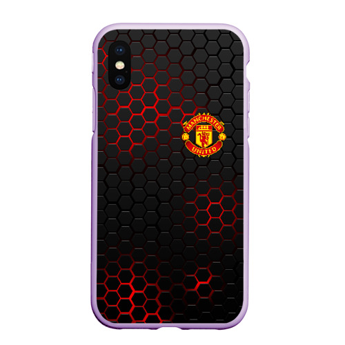Чехол для iPhone XS Max матовый Манчестер Юнайтед: FCMU, цвет сиреневый