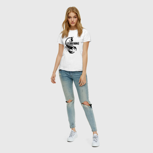 Женская футболка хлопок Scorpions, цвет белый - фото 5