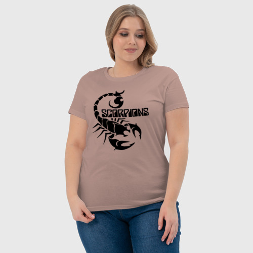 Женская футболка хлопок Scorpions, цвет пыльно-розовый - фото 6