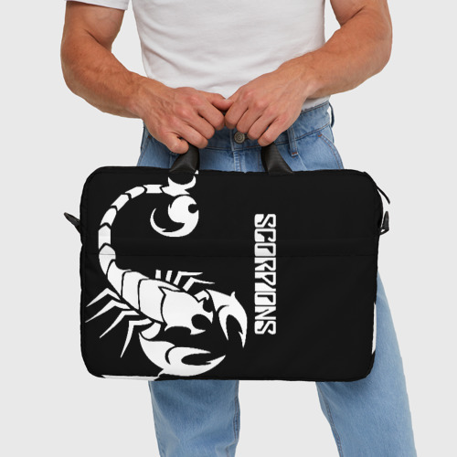 Сумка для ноутбука 3D Scorpions Скорпионс, цвет 3D печать - фото 5