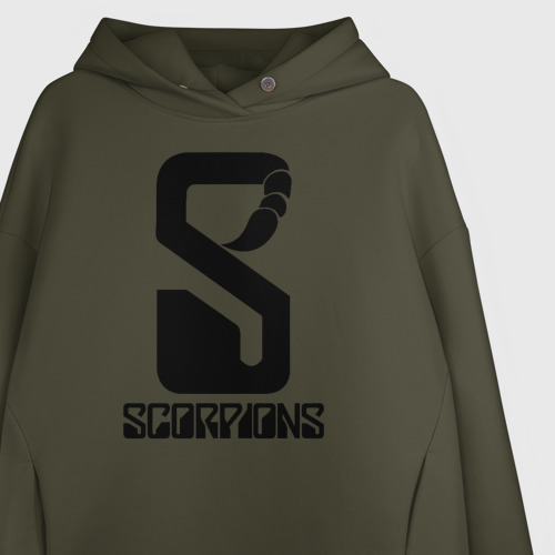 Женское худи Oversize хлопок Scorpions logo, цвет хаки - фото 3