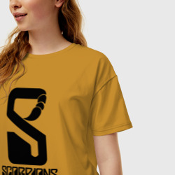 Женская футболка хлопок Oversize Scorpions logo - фото 2