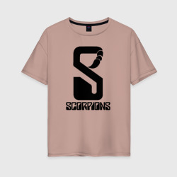 Женская футболка хлопок Oversize Scorpions logo