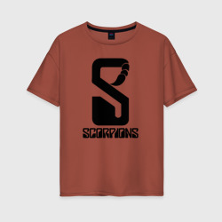 Женская футболка хлопок Oversize Scorpions logo