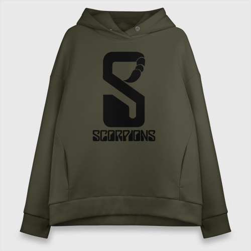 Женское худи Oversize хлопок Scorpions logo, цвет хаки