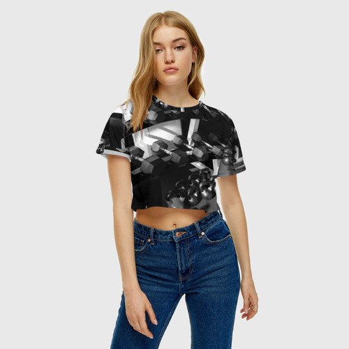 Женская футболка Crop-top 3D Качалка, цвет 3D печать - фото 3