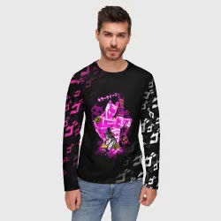 Мужской лонгслив 3D Killer Queen розовый на черной полосе - фото 2