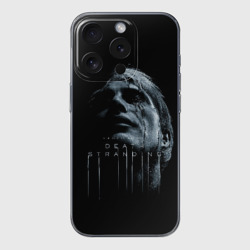 Чехол для iPhone 15 Pro Max силиконовый с защитой камеры Death Stranding DS