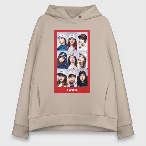 Женское худи Oversize хлопок Twice, цвет миндальный