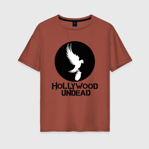Женская футболка из хлопка оверсайз с принтом Hollywood Undead, вид спереди №1
