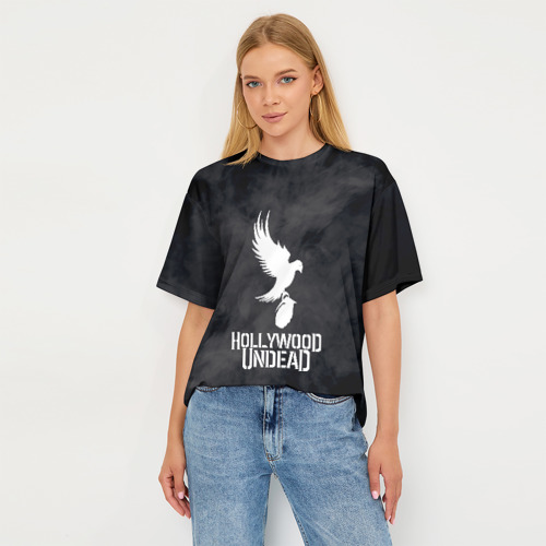 Женская футболка oversize 3D Hollywood Undead, цвет 3D печать - фото 5