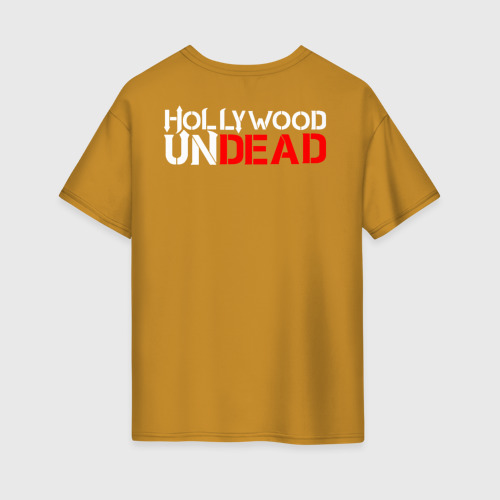 Женская футболка хлопок Oversize Hollywood Undead, цвет горчичный - фото 2