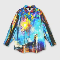 Женская рубашка oversize 3D Вечерняя прогулка