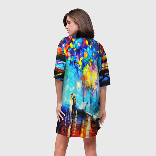 Платье-футболка 3D Вечерняя прогулка, цвет 3D печать - фото 4