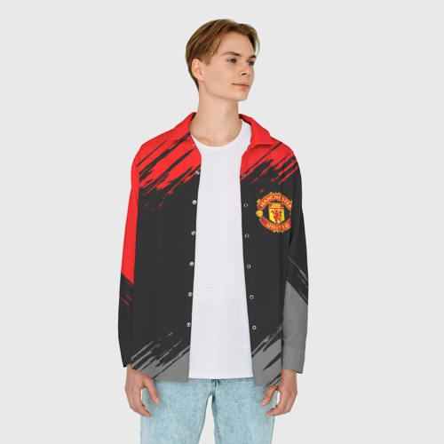 Мужская рубашка oversize 3D Манчестер Юнайтед FCMU Manchester united, цвет белый - фото 5