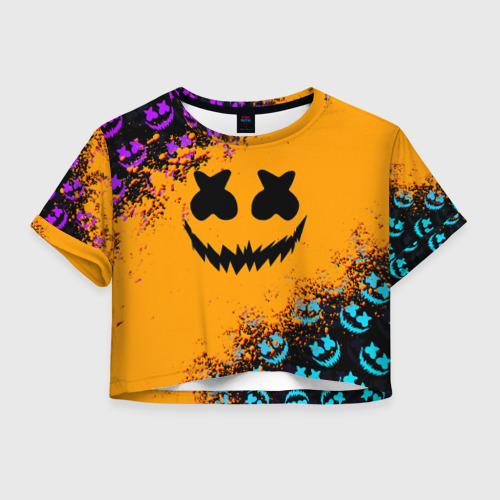 Женская футболка Crop-top 3D Marshmello halloween, цвет 3D печать