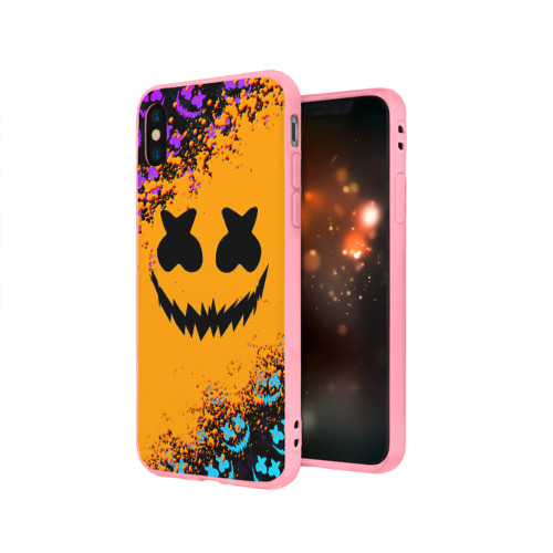 Чехол для iPhone X матовый с принтом Marshmello halloween, вид сбоку #3