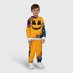 Костюм с принтом Marshmello halloween для ребенка, вид на модели спереди №2. Цвет основы: белый