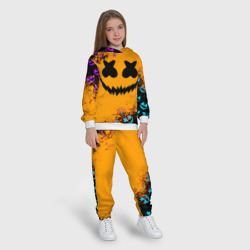 Костюм с принтом Marshmello halloween для ребенка, вид на модели спереди №3. Цвет основы: белый