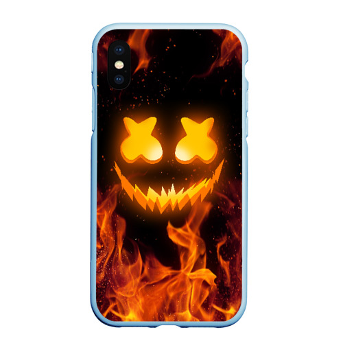 Чехол для iPhone XS Max матовый Marshmello halloween, цвет голубой