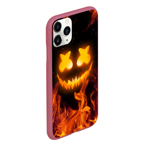 Чехол для iPhone 11 Pro Max матовый Marshmello halloween, цвет малиновый - фото 3