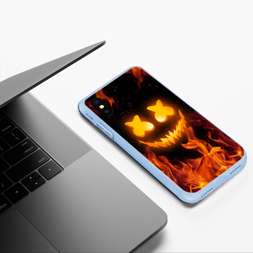 Чехол для iPhone XS Max матовый Marshmello halloween, цвет голубой - фото 5