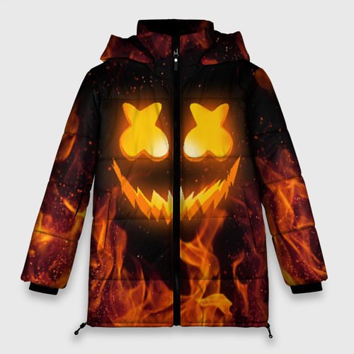 Женская зимняя куртка Oversize Marshmello halloween, цвет красный