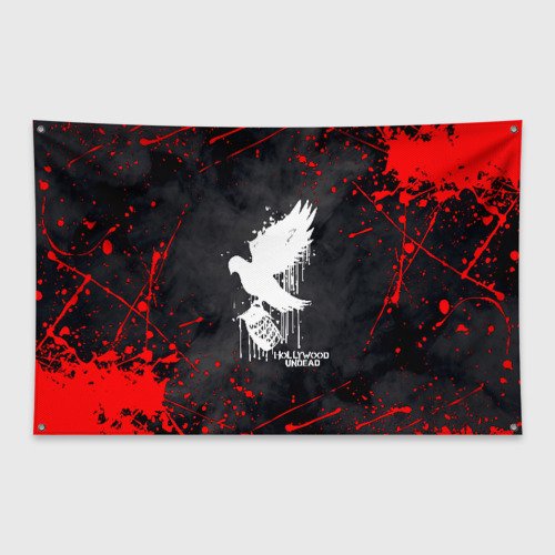 Флаг-баннер с принтом Hollywood Undead HU, вид спереди №1
