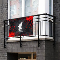 Флаг с принтом Hollywood Undead HU для любого человека, вид спереди №2. Цвет основы: белый