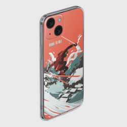 Чехол для iPhone 15 силиконовый с защитой камеры Born to ski - фото 2