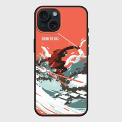 Чехол силиконовый для Apple iPhone 15 матовый Born to ski