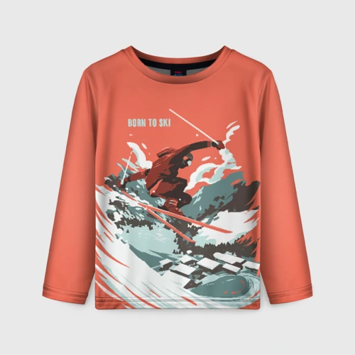 Детский лонгслив 3D Born to ski