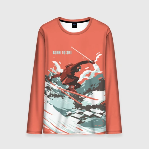 Мужской лонгслив 3D Born to ski