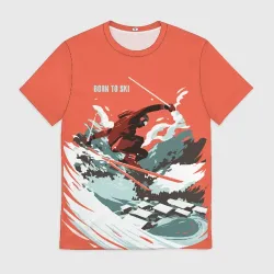 Мужская футболка 3D Born to ski
