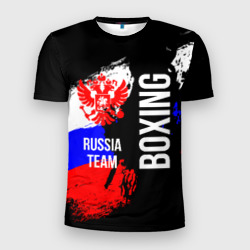 Мужская футболка 3D Slim Boxing Russia Team и герб РФ