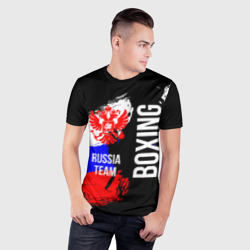 Мужская футболка 3D Slim Boxing Russia Team и герб РФ - фото 2