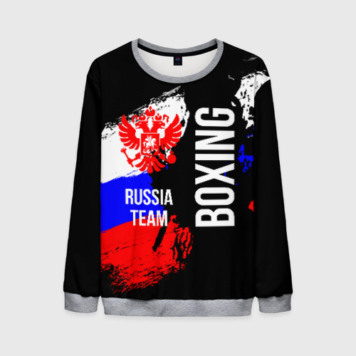 Мужской свитшот 3D Boxing Russia Team, цвет меланж