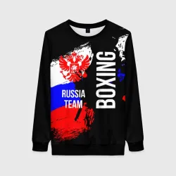 Женский свитшот 3D Boxing Russia Team и герб РФ