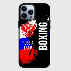 Чехол для iPhone 13 Pro Max Boxing Russia Team и герб РФ