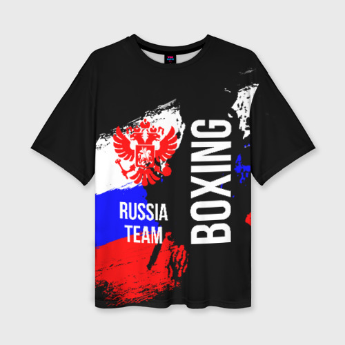 Женская футболка oversize 3D Boxing Russia Team, цвет 3D печать