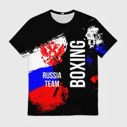 Мужская футболка 3D Boxing Russia Team и герб РФ