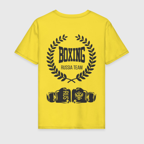 Мужская футболка хлопок с принтом Russian boxing, вид сзади #1