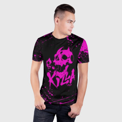 Мужская футболка 3D Slim Killer Queen розовые брызги - фото 2