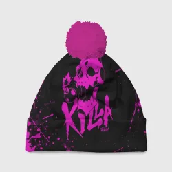 Шапка 3D c помпоном Killer Queen розовые брызги